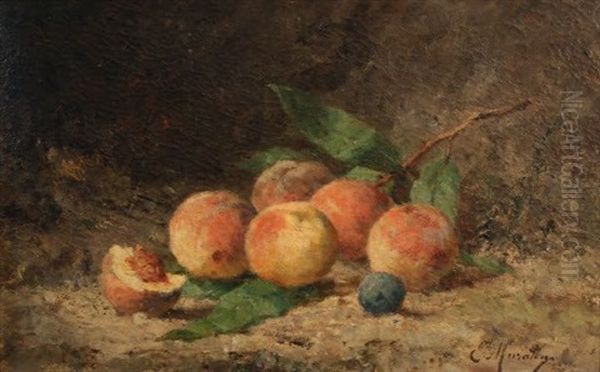 Nature Morte Aux Peches Oil Painting by Euphemie Muraton