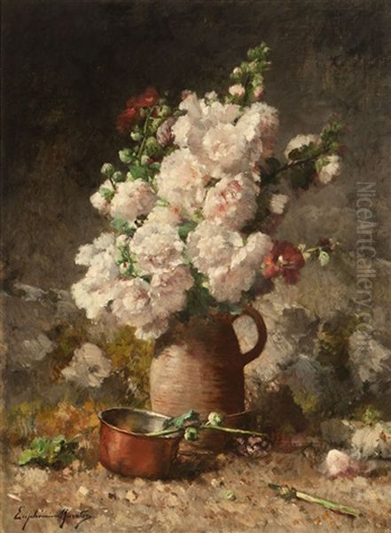 Floral Still Life With Copper Saucepan Oil Painting by Euphemie Muraton