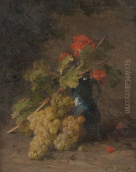 Composition Aux Oeillets Et Raisins Oil Painting by Euphemie Muraton