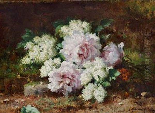 Peonies And Lilacs Oil Painting by Euphemie Muraton