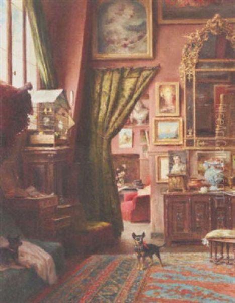 Interieur Aux Deux Chiens Oil Painting by Euphemie Muraton