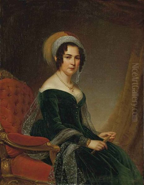 Dame Au Turban Ou Portrait De Madame Moritz Koeningswarter, Nee Cecilia Wertheimer Oil Painting by Louis Muraton