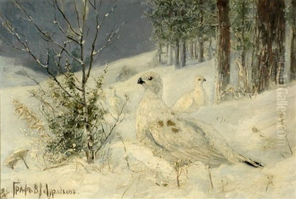 Snowchicken Oil Painting by Vladimir Leodinovitch (Comte de) Muravioff