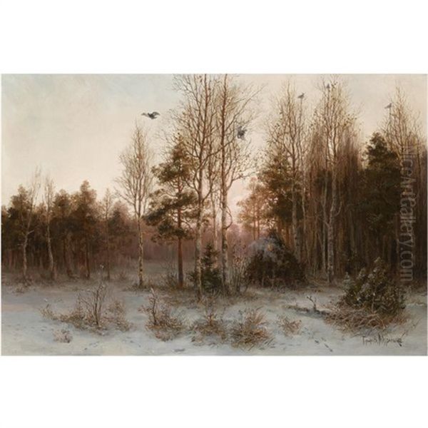 Forest At Twilight Oil Painting by Vladimir Leodinovitch (Comte de) Muravioff