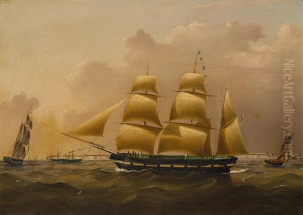 A British Barque In The Channel Off Dover Oil Painting by John Murday