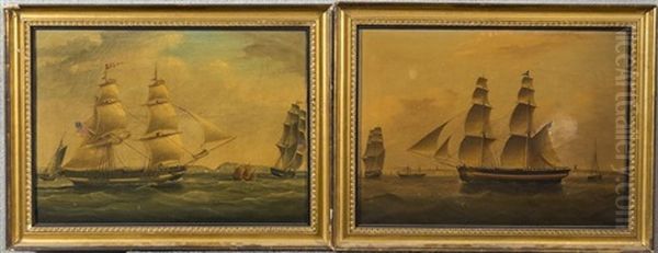 Pair Of Ship Paintings Oil Painting by John Murday