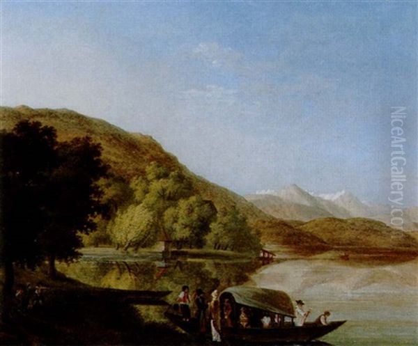 Seelandschaft Mit Fahrboot Und Personen Oil Painting by Heinrich Murer