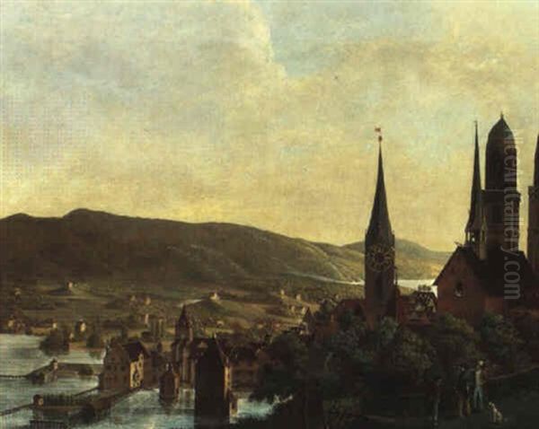 Blick Von Der Winkelwiese Auf Zurich Oil Painting by Heinrich Murer