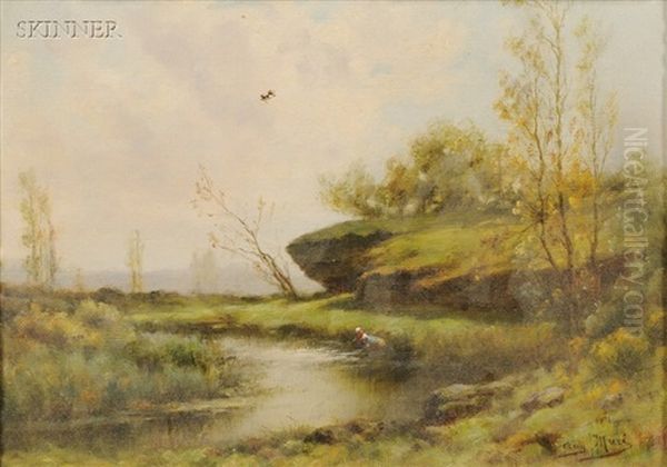 Landscape (2 Works) Oil Painting by Auguste Muri