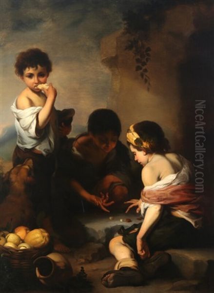 Boy's Playing Dice Oil Painting by Bartolome Esteban Murillo