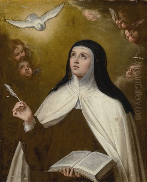 Saint Theresa Surrounded By Angels Oil Painting by Bartolome Esteban Murillo