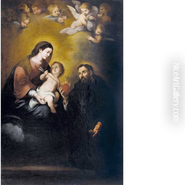 Der Heilige Augustinus Mit Maria Und Kind Oil Painting by Bartolome Esteban Murillo