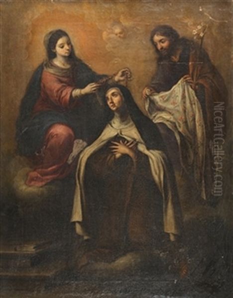 Vision Misitica De Santa Teresa,con La Virgen Y San Jose Oil Painting by Bartolome Esteban Murillo