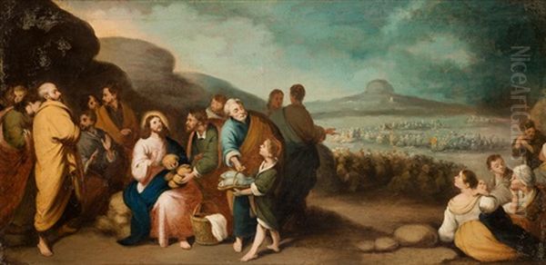 Multiplicacion De Los Panes Y Los Peces Oil Painting by Bartolome Esteban Murillo