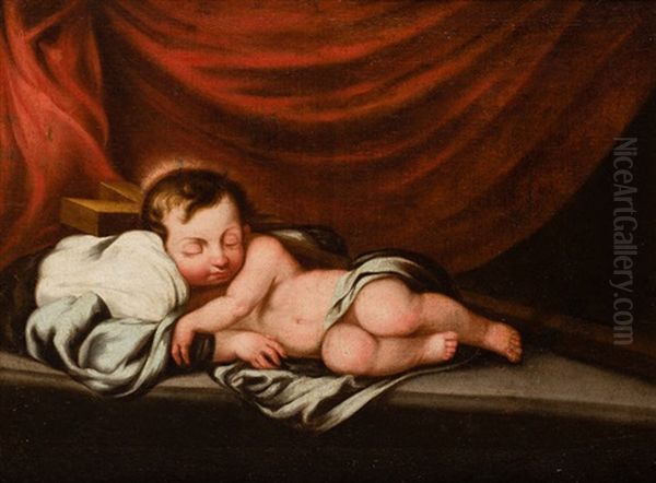 Jesus Dormido Sobre La Cruz Oil Painting by Bartolome Esteban Murillo