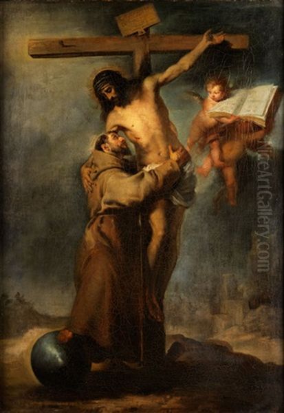 Der Heilige Franziskus Empfangt Den Leichnam Christi Am Kreuz Oil Painting by Bartolome Esteban Murillo