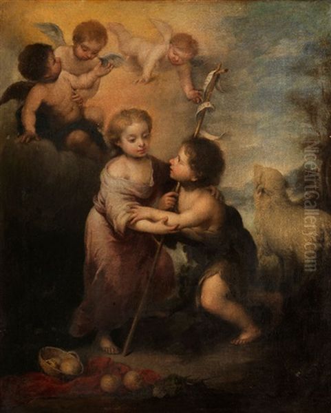 Das Jesuskind Und Der Johannesknabe Oil Painting by Bartolome Esteban Murillo