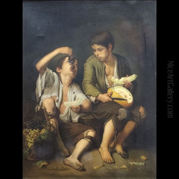 Bambini (pair) Oil Painting by Bartolome Esteban Murillo