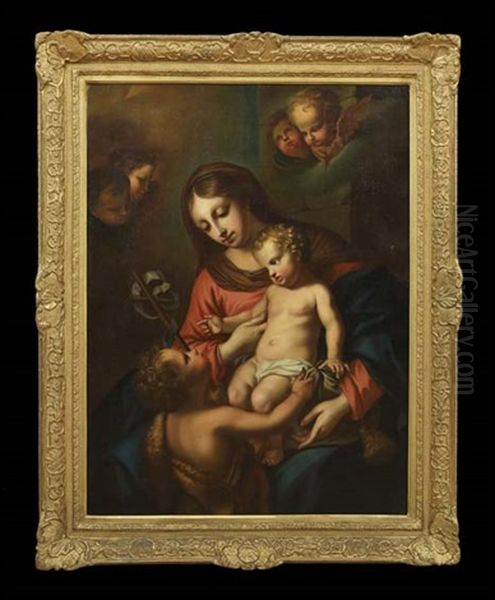 Virgin With Christ And John The Baptist Oil Painting by Bartolome Esteban Murillo