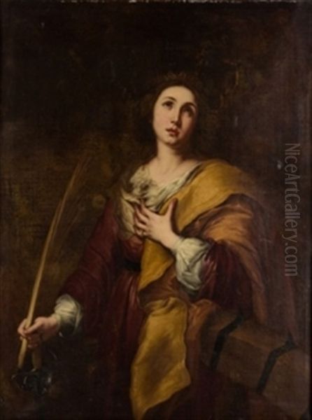 Santa Catalina Oil Painting by Bartolome Esteban Murillo