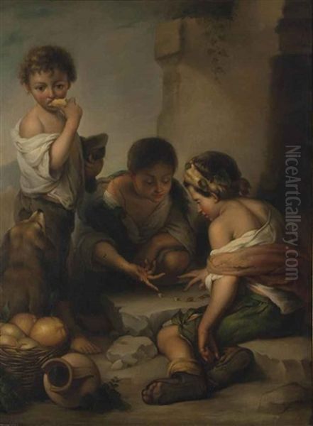 Street Children Playing A Game Of Dice Oil Painting by Bartolome Esteban Murillo