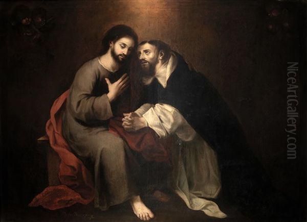 Cristo Confesando A Santo Domingo Oil Painting by Bartolome Esteban Murillo