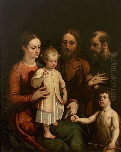 Die Heilige Familie Mit Segnendem Christuskind, Johannesknabe Und Dem Heiligen Franziskus Oil Painting by Bartolome Esteban Murillo