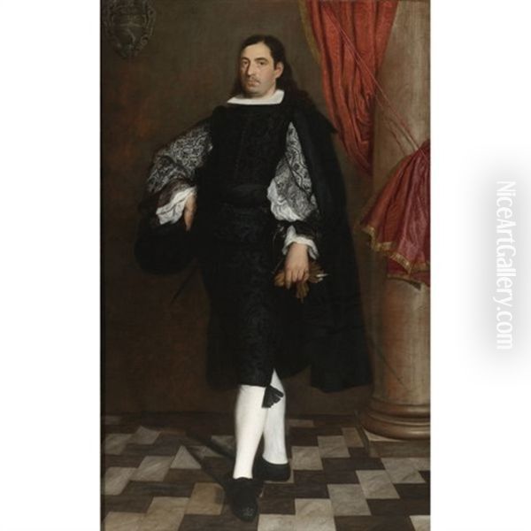 Portrait Of A Gentleman (a Member Of The Ostigliani Family ?) (collab. W/studio) Oil Painting by Bartolome Esteban Murillo