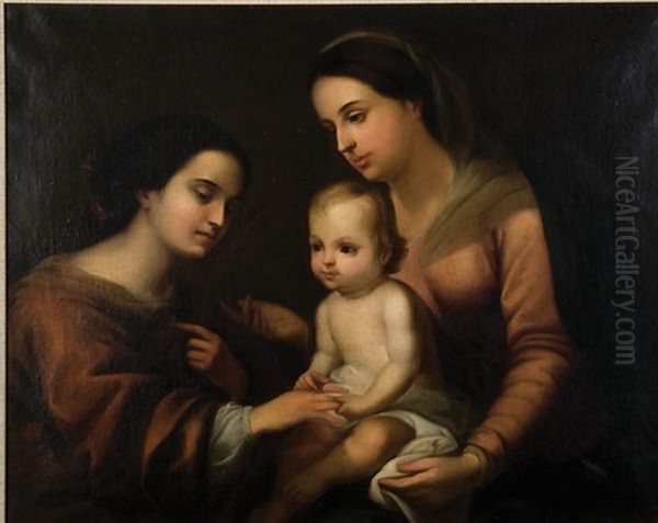 The Mystic Marriage Of Saint Catherine Oil Painting by Bartolome Esteban Murillo