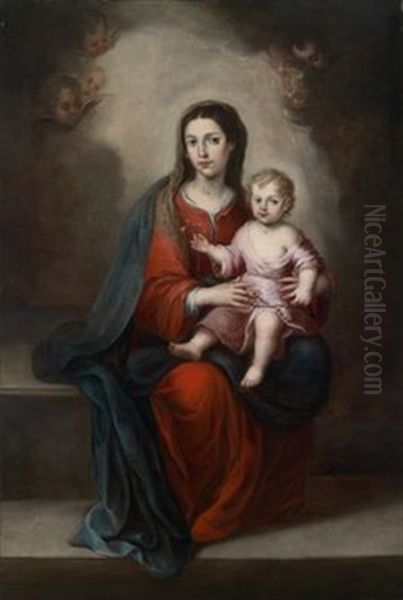 Rosenkranzmadonna Oil Painting by Bartolome Esteban Murillo