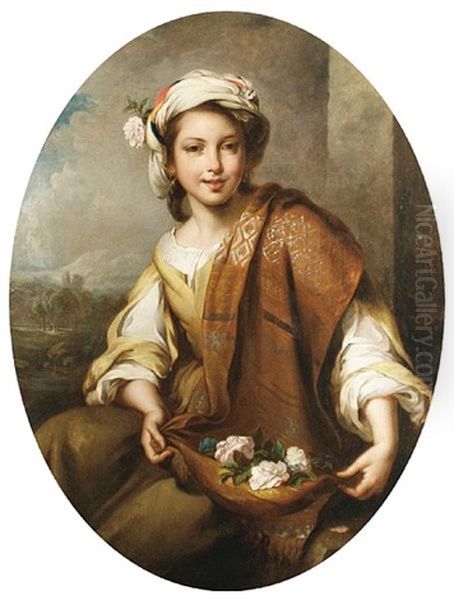 Muchacha Con Flores (+ The Broken Pitcher; 2 Works) Oil Painting by Bartolome Esteban Murillo