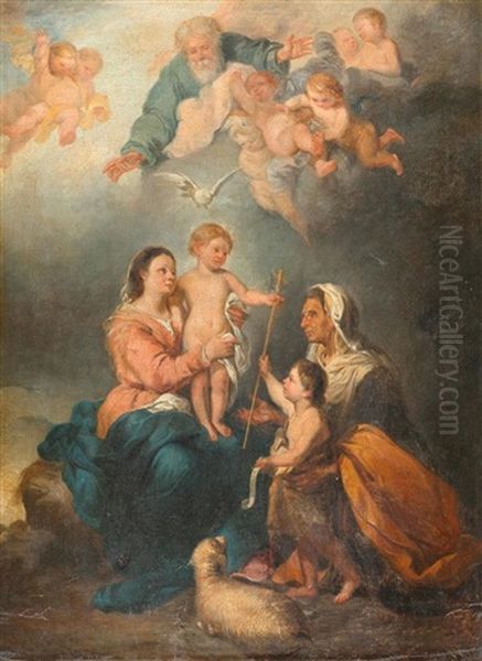 Maria Mit Jesuskind Und Johannes Dem Knaben Oil Painting by Bartolome Esteban Murillo