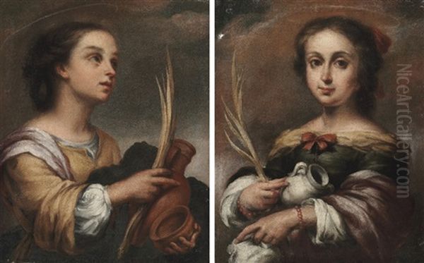 Saint Justa (+ Saint Rufina; Pair) by Bartolome Esteban Murillo