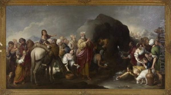 Moses Drawing Water From The Rock Oil Painting by Bartolome Esteban Murillo