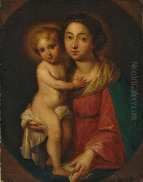 Madonna Mit Dem Stehenden Christuskind Oil Painting by Bartolome Esteban Murillo