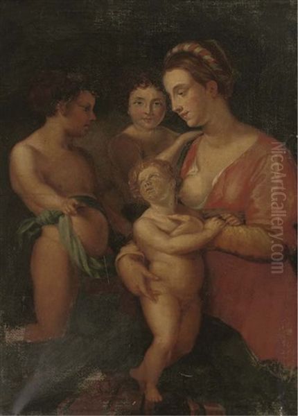 The Madonna And Child With The Infant Saint John The Baptist And Another Oil Painting by Bartolome Esteban Murillo