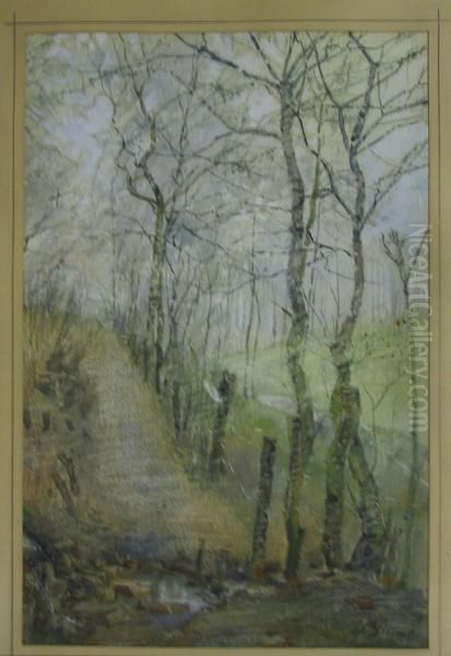 Dreef Met Berkenbomen Oil Painting by Henri Binard