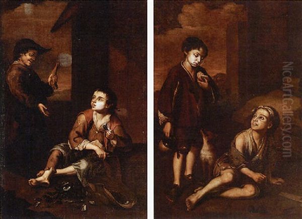 Due Ragazzi Che Mangiano Pesce Oil Painting by Bartolome Esteban Murillo