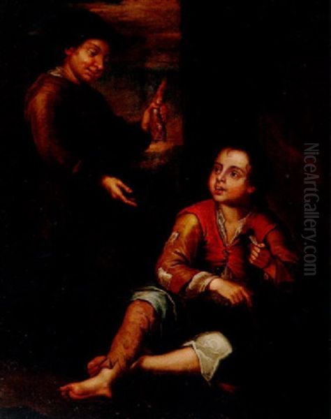 To Smadrenge Med En Fiske by Bartolome Esteban Murillo