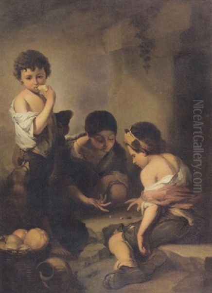 Boys Playing Dice By The Foot Of The Tree Oil Painting by Bartolome Esteban Murillo