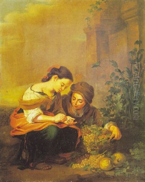 Venditori Di Uva Oil Painting by Bartolome Esteban Murillo