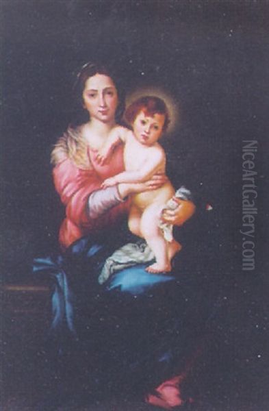 The Virgin With The Infant Christ Standing Oil Painting by Bartolome Esteban Murillo