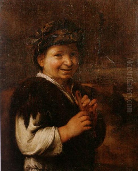 A Boy Playing A Lute Oil Painting by Bartolome Esteban Murillo