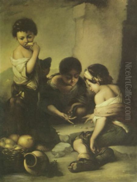 Beggar Boys Playing Dice Oil Painting by Bartolome Esteban Murillo