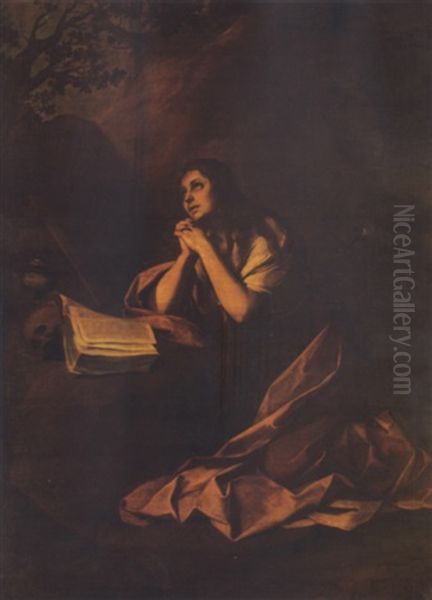 The Penitent Magdalen In Prayer In A Mountainous Landscape Oil Painting by Bartolome Esteban Murillo