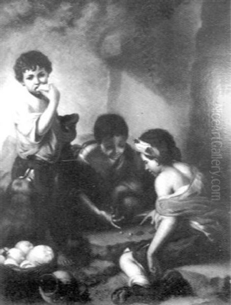 Three Childen Playing Dice Oil Painting by Bartolome Esteban Murillo