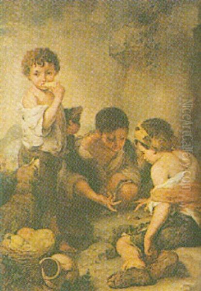 Beggar Boys Playing Dice Oil Painting by Bartolome Esteban Murillo