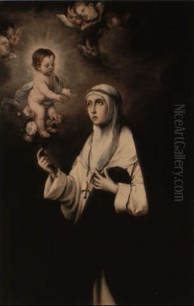 Santa Rose De Lima Oil Painting by Bartolome Esteban Murillo