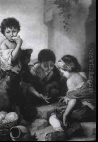 Beggar Boys Playing Dice Oil Painting by Bartolome Esteban Murillo