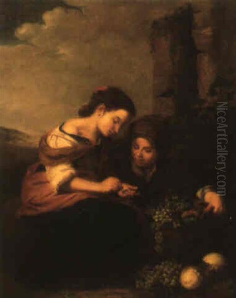 A Young Boy Selling Fruit To A Girl Oil Painting by Bartolome Esteban Murillo